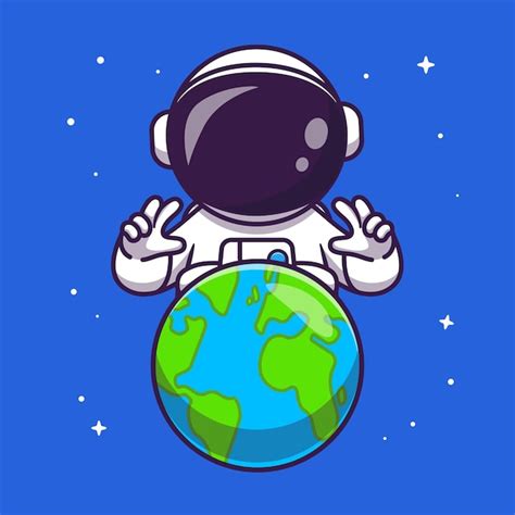 Astronauta Bonito A Terra No Espa O Dos Desenhos Animados Vector