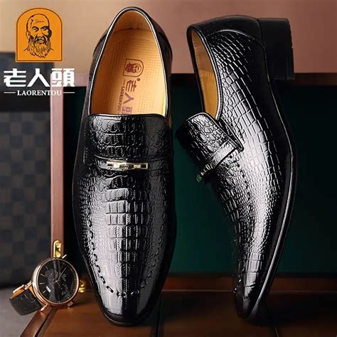 Laorentou Mens Crocodile Embossed Pointed Toe Oxford Shoes Business Dress Shoes Spring And