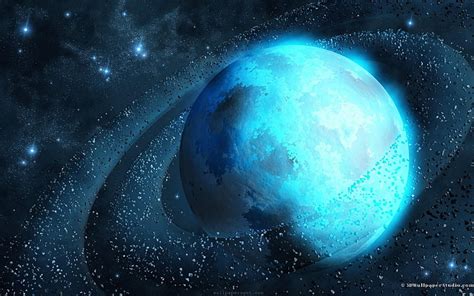 Hd Wallpaper Blue Planet Illustration World Space Planetary Rings