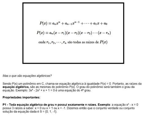 Equações algébricas Teorema fundamental da álgebra Blog do Enem