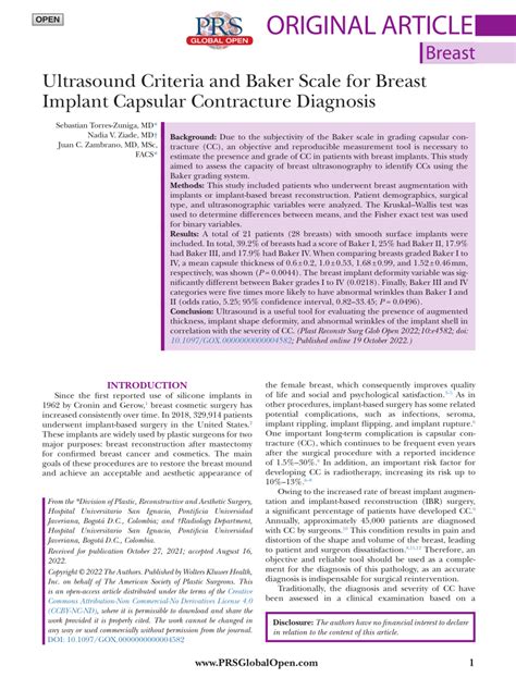 (PDF) Ultrasound Criteria and Baker Scale for Breast Implant Capsular Contracture Diagnosis