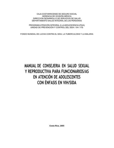 Manual De Consejería En Salud Sexual Y Reproductiva Para Funcionarios En Atención De