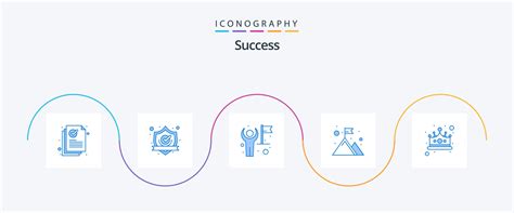 Sucess Blue 5 Icon Pack Including Top Mountains Shield Flag User