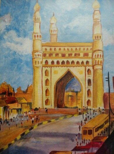 Charminar In India Taj Mahal Painting Landmarks