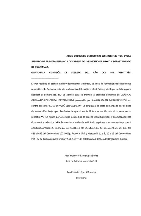 Decreto DE Trámite Divorcio JUICIO ORDINARIO DE DIVORCIO 1055 2013