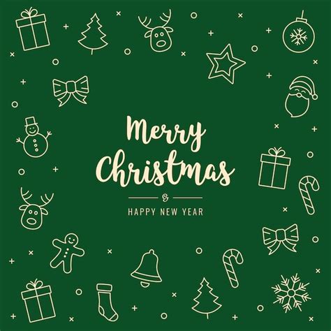 Premium Vector Christmas Icon Elements Card Greeting Text Green