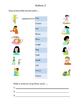 Action Verbs Worksheet By Hmza Nourdein Tpt