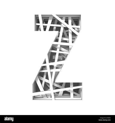 Paper Cut Out Font Letter Z 3d Render Illustration Isolated On White