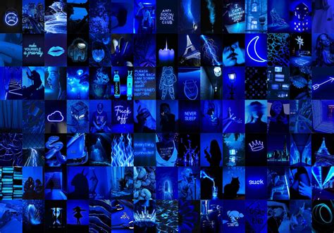 Dark Blue Wall Collage Kit Digital Download 105pcs Grunge Etsy