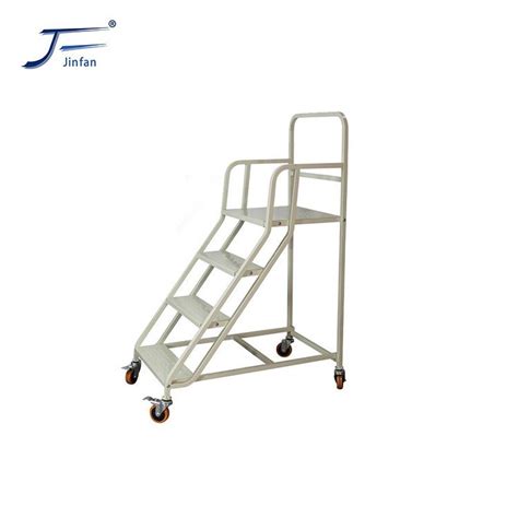 5 Steps Supermarket And Warehouse Steel Movable Platform Climbing