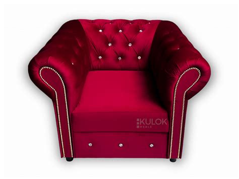 Fotel Glamour Chesterfield Królewska Czerwień Magic Velvet 2267 Sklep