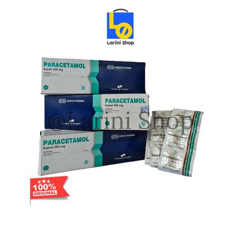 Jual PARACETAMOL 500 MG BOX KAPLET ERITTA Shopee Indonesia