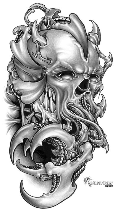 Awesome Design Sketch of Skull Tattoo