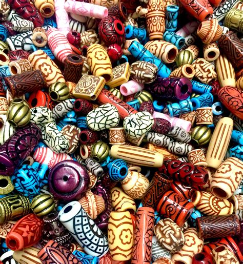 60x African Tribal Style Mix Sizes Multicolour Acrylic Beads Etsy