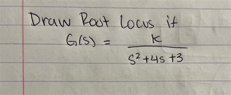 Solved Draw Root Locus If G S S S K Chegg