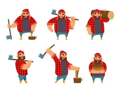 Houthakker Woodsman Buitenshuis Cartoon Poster Gratis Vector