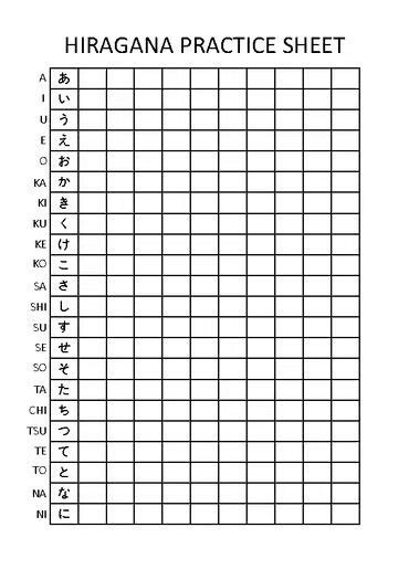 Hiragana And Katakana Practice Sheets In 2024 Hiragana Writing