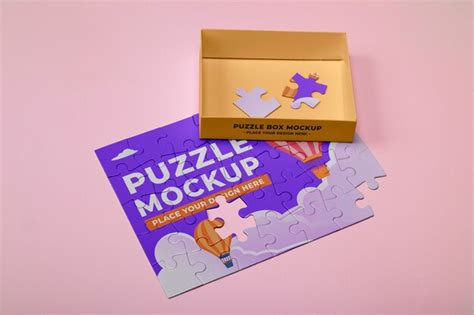 Premium PSD Puzzle Pieces With Hot Air Balloon And Clouds