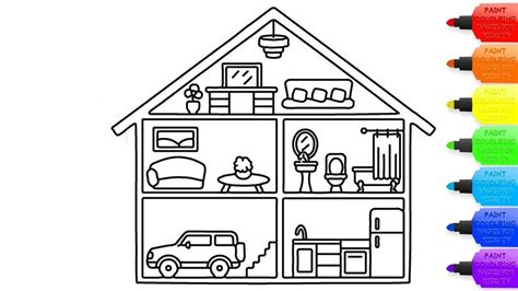 How To Draw A Inside House For Kids Inside House Coloring Page For