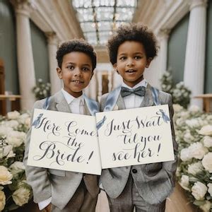 Wedding Procession Signs Set for Flower Girls & Ring Bearers 'here Comes the Bride' and 'just ...