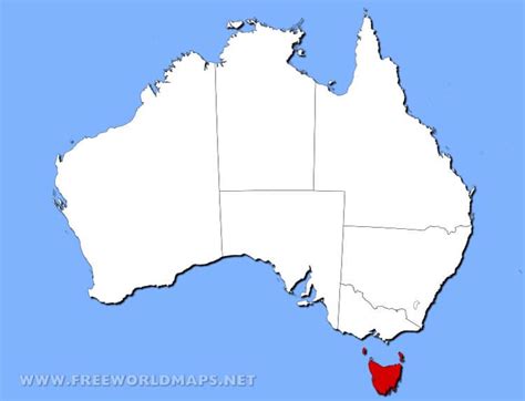 Physical map of Tasmania, Australia