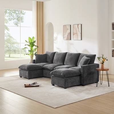 W Seat Upholstered Sectional Sofa Couch Modular Sofa With