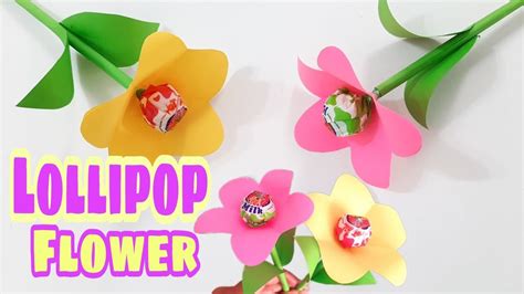 Diy Lollipop Paper Flower Lollipop Flower Valentines Craft Youtube