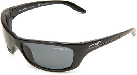 Arnette Mens Swing Plate An4160 02 Polarized Oval Sunglassesgloss Black Framegrey Polarized