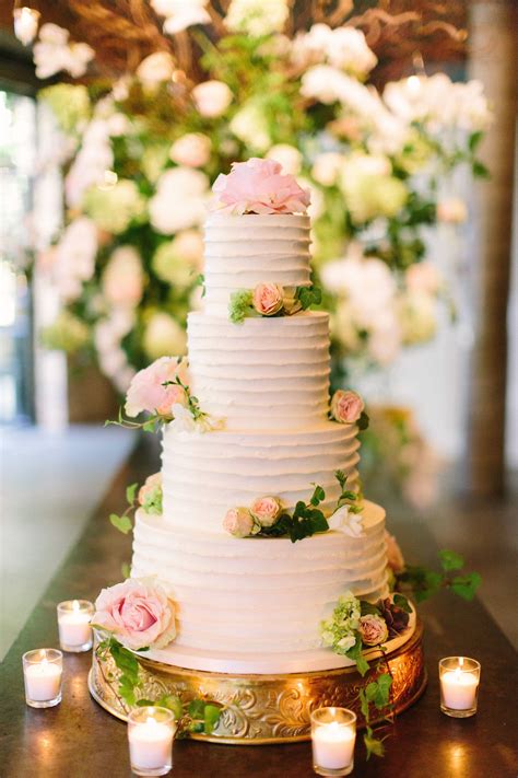 Beautiful Four Tiered Textured Buttercream Wedding Cake With Fresh