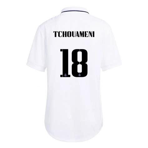 Kinder Aurelien Tchouameni 18 Weiß Lila Heimtrikot Trikot 2022 23 T