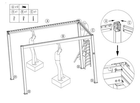 How to install the manual aluminum louvered pergola 3x3m 3x4m 4x4m