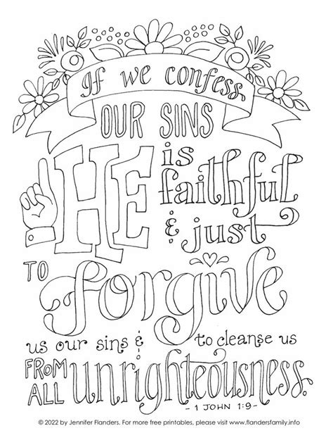 He Will Forgive Coloring Page Bible Verse Coloring Page Sunday