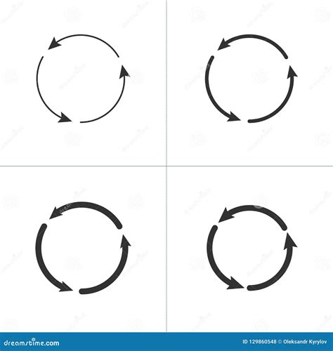 Three Circle Counter Clockwise Arrows Black Icon Set Vector