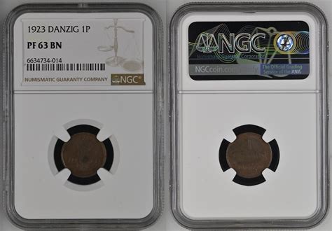 DANZIG 1 Pfennig 1923 NGC PF 63 BN MA Shops