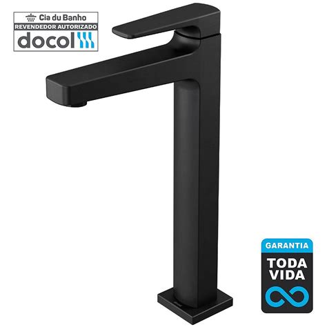 Torneira Para Banheiro Bica Alta Preto Fosco Docol Lift Onix Cia Du