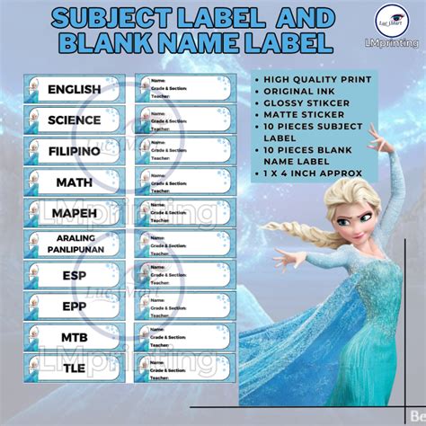 LUCSMART Fast Shipping FROZEN ELSA THEMED STICKER LABEL AND NAME