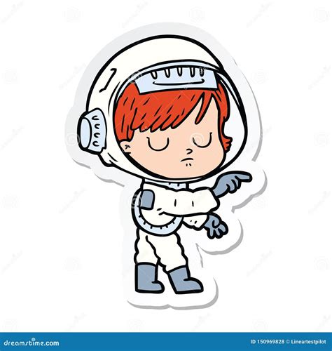 Um Adesivo Criativo De Uma Astronauta De Desenho Animado Ilustração do