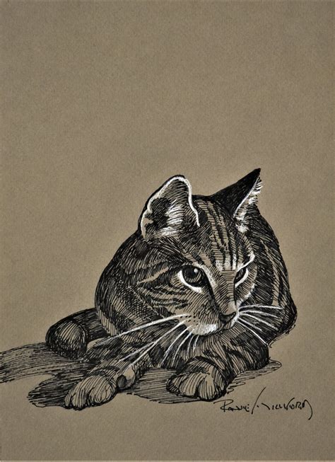 Studio Cat (Pen & Ink) - The Art of Aaron Blaise