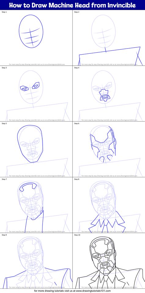 How to Draw Machine Head from Invincible (Invincible) Step by Step