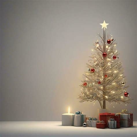 Christmas Tree Surrounded By Presents On White Background