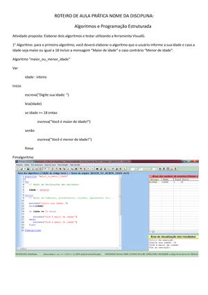 Portifólio de Algoritmo e Programação Estruturada Daniel Vallota