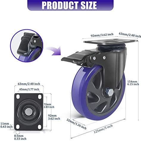 Inch Swivel Caster Wheels Set Of Heavy Duty Casters With Brake