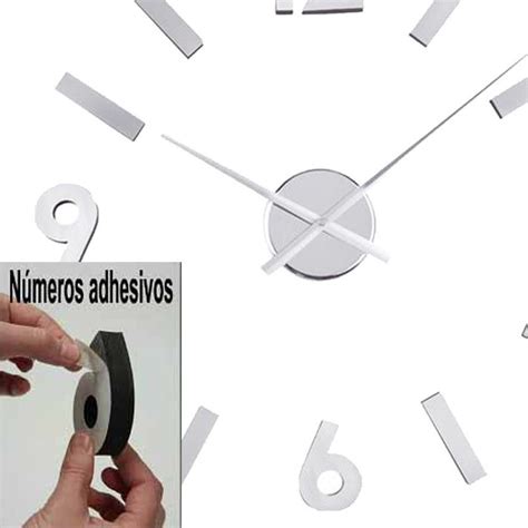 Reloj De Pared N Meros Adhesivos Plata O Lifestyle