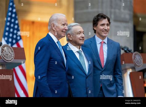 President Joe Biden Poses For A Photo With Mexican President Andres