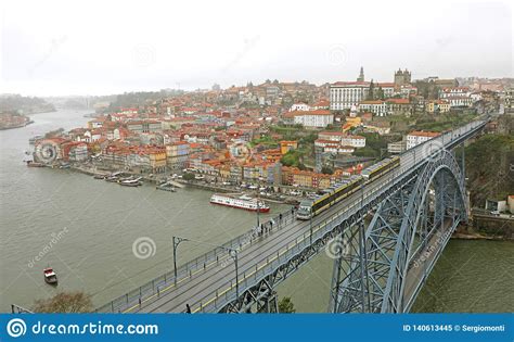 View Of The Historic City Of Porto Portugal With The Dom Luiz Bridge