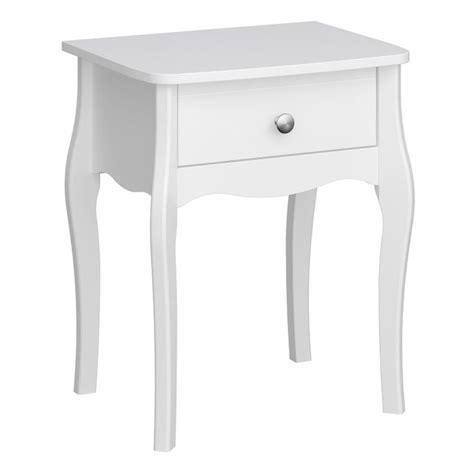 Baroque 1 Drawer Bedside Table White Painted Finish The Furniture