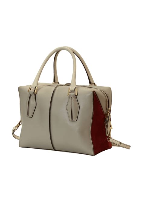 Bolsa Tods Leather Bicolor Bag Cinza Original Gringa