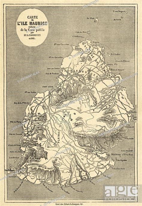 Old Map Of Mauritius Island Mascarene Islands South Africa Old Th