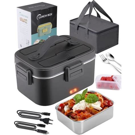 Lunch Box Chauffante électrique 75W Acier Inoxydable Détachable 1 8L