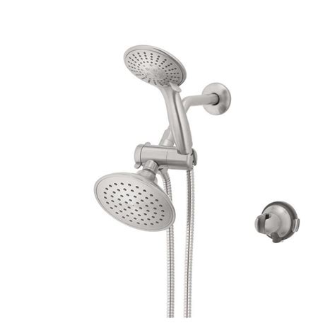 Aquasource Easy Install Brushed Nickel 5 Spray Dual Shower Head 2 5 Gpm 9 5 Lpm In The Shower